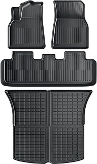 Photo 1 of Maysoo Tesla Model Y Floor Mats, Tesla Model Y 5-Seat 2020-2023 Accessories, All Weather Floor Mat Front Rear Cargo Liner Mat, Heavy Duty Floor Mats (Set of 6) Model Y floor mats (set of 6)