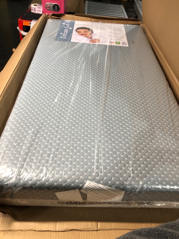 Photo 2 of Dream On Me 2 in 1 Infant Crib and Toddler Bed Mattress - Pure Zen White and Grey, 52"L x 28"W x 6"Th