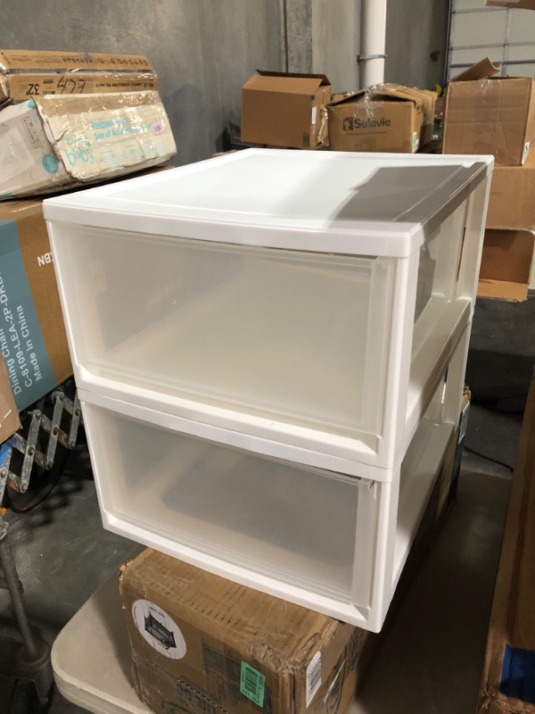 Photo 3 of ***DAMAGED - CRACKED - SEE PICTURES***
IRIS USA 2Pack 30qt Stackable Plastic Storage Drawers White