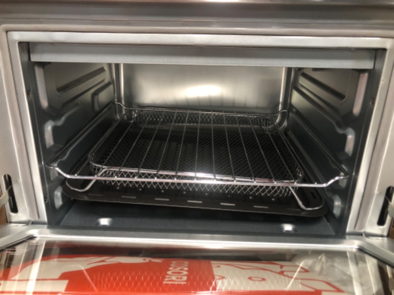 Photo 2 of ***DAMAGED - CORNERS DENTED - SEE PICTURES - POWERS ON***
COSORI Air Fryer Toaster Oven, 12-in-1, 26QT Convection Oven Countertop, Stainless Steel