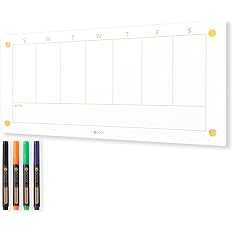 Photo 1 of Glass Golden Weekly Dry Erase Calendar White Board for Wall, to Do List & 7 Days Planner 23" x 9.5"