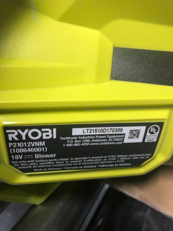 Photo 4 of ***SEE NOTES***
Ryobi 18V HP Jet Fan Blower