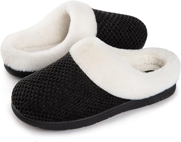 Photo 1 of EverFoams Women's Cozy Chenille Memory Foam Bedroom House Slippers
