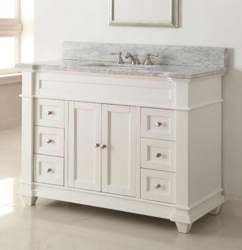 Photo 1 of * important * see clerk notes *
allen + roth Kennilton 48-in Gray Oak Undermount Single Sink Bathroom Vanity with White Carrera Engineered Stone Top