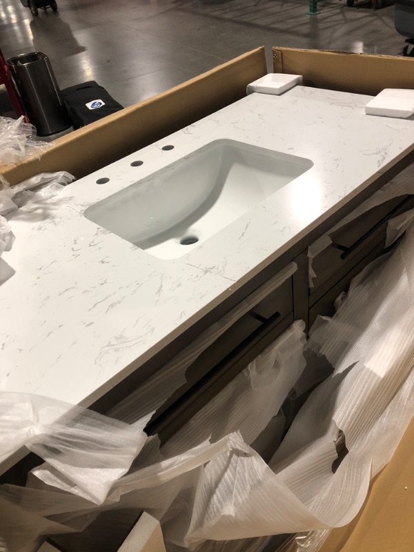 Photo 2 of * important * see clerk notes *
allen + roth Kennilton 48-in Gray Oak Undermount Single Sink Bathroom Vanity with White Carrera Engineered Stone Top