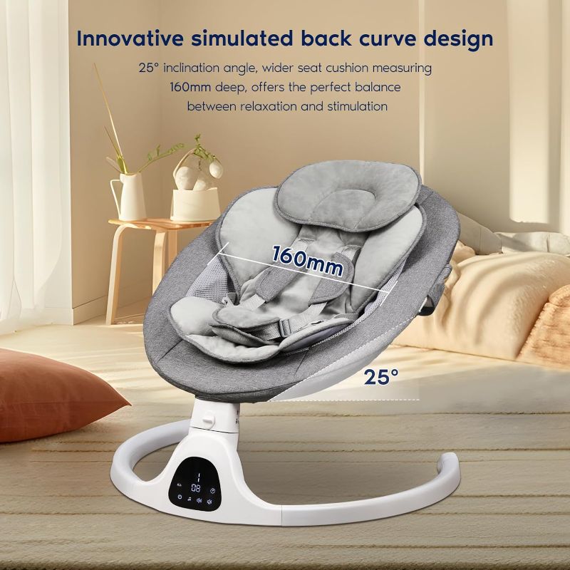 Photo 3 of (READ NOTES) Baby Swing for Infants with Remote Control, Newborn Toddler Electric Swinger Rocker Seat, 0-9 Months, Portable Bouncer for Outdoor and Indoor Use, 5 Speed, Simple, Safe, Compact Newborn Essentials
