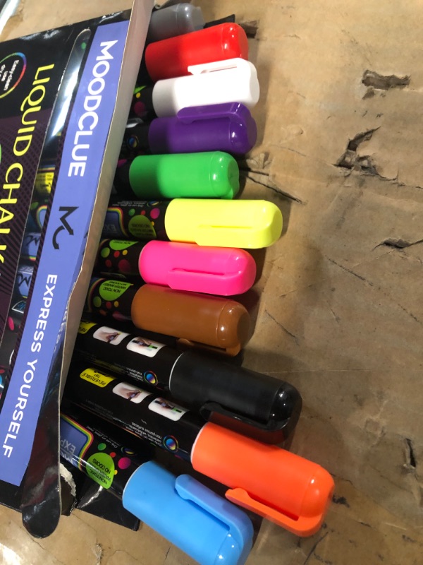 Photo 3 of Perfect for windows, mirrors, glass, car windshields, whiteboards, most chalkboards. 12 neon liquid chalk markers. Washable, non-toxic, odorless. Wet or dry erase. Reversible tip. Great for many uses.