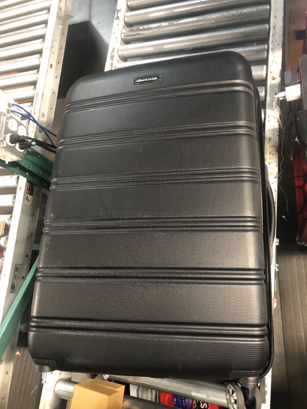 Photo 4 of *****MINOR DAMAGE MISSING PART*****Rockland Melbourne Hardside Expandable Spinner Wheel Luggage, Black, Checked-Large 28-Inch Checked-Large 28-Inch Black