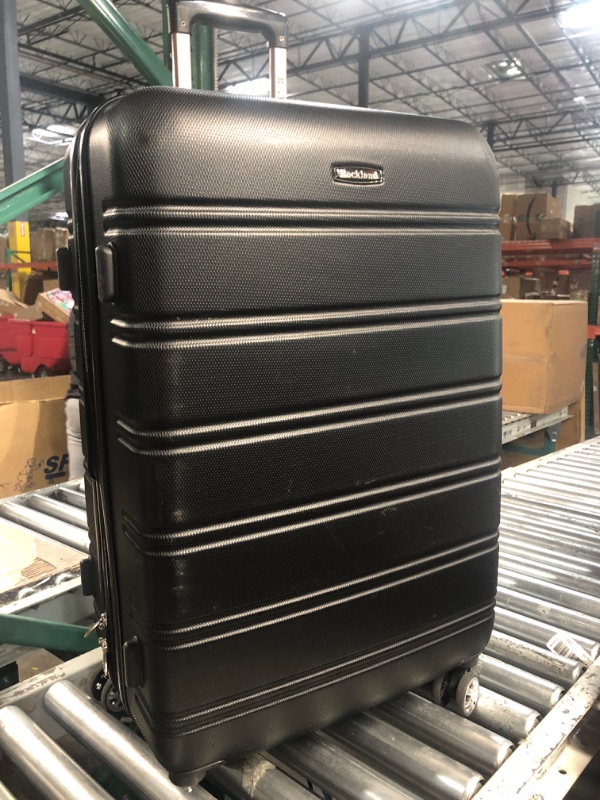 Photo 2 of *****MINOR DAMAGE MISSING PART*****Rockland Melbourne Hardside Expandable Spinner Wheel Luggage, Black, Checked-Large 28-Inch Checked-Large 28-Inch Black