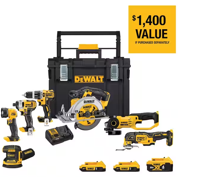 Photo 1 of (READ NOTES) DEWALT 20V MAX Cordless 7 Tool Combo Kit with TOUGHSYSTEM Case, (1) 20V 4.0Ah Battery and (2) 20V 2.0Ah Batteries