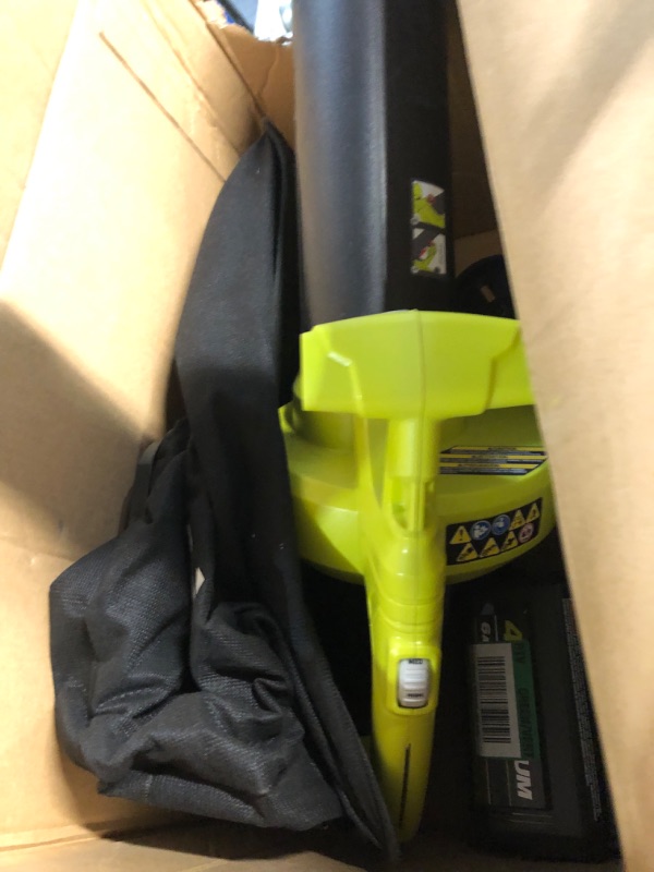 Photo 3 of **MISSING CHARGER****
RYOBI 40-Volt VacAttack Lithium-Ion Cordless Leaf Vacuum Mulcher with Metal Impeller,Variable Speed Dial, and Heavy Duty Bag 