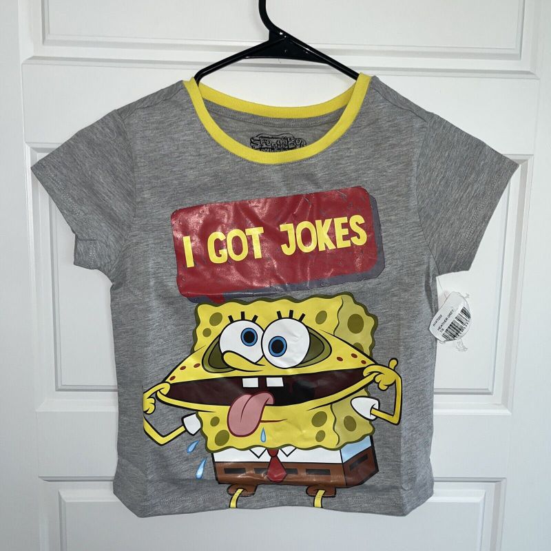 Photo 1 of Nickelodeon SpongeBob SquarePants Heather Gray T-Shirt “I Got Jokes” Size 7/8
