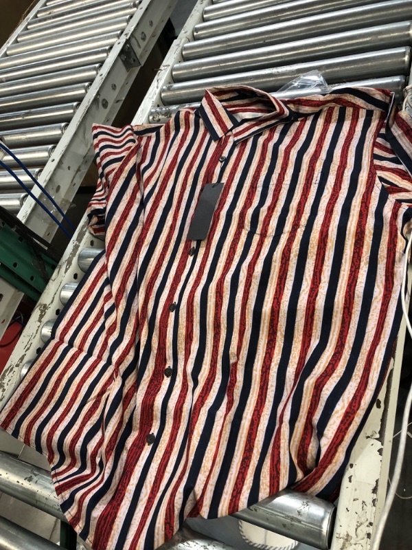 Photo 1 of MCEDAR Mens Casual Button Down Shirts Short Sleeve Striped Summer Vintage Beach Vacation Shirt (Size S-5XL Big and Tall) X-Large 