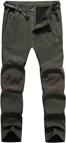 Photo 1 of MOERDENG Men's Soft Shell Waterproof Winter Snow Ski Snowboarding Pants Fleece Cargo Hiking Pants