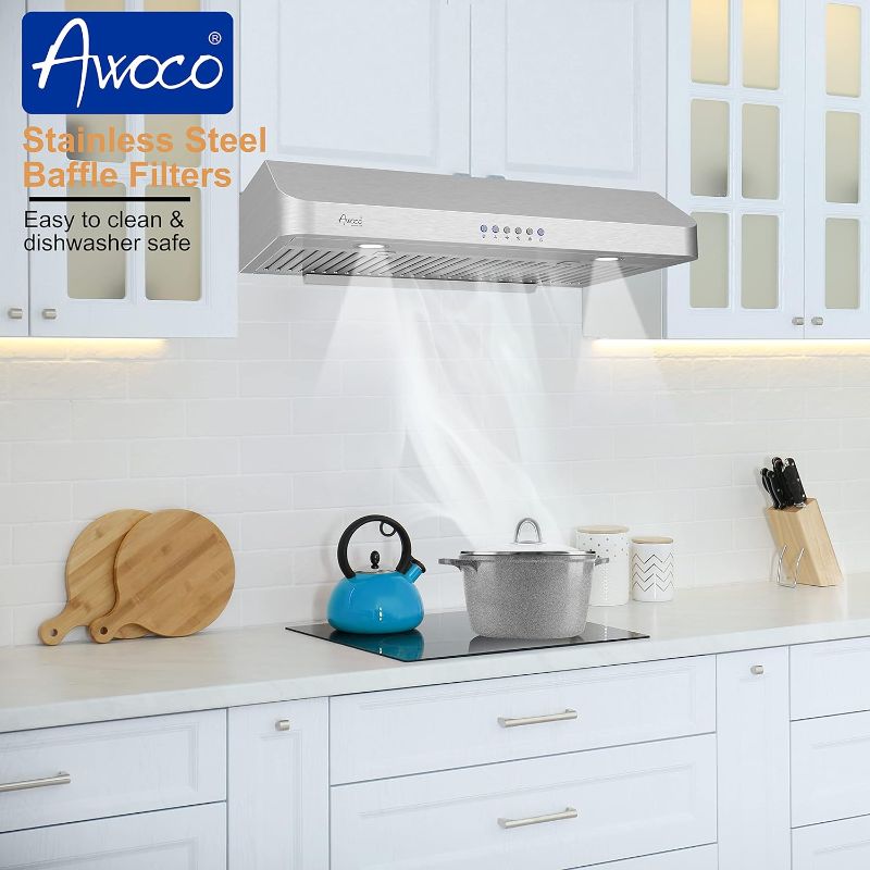 Photo 4 of (READ FULL POST) Ancona 30 in. 440 CFM Ducted Under Cabinet Range Hood in White with LED Lights
