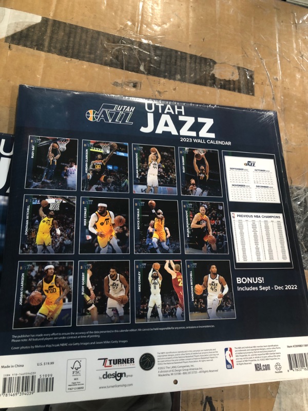 Photo 2 of TURNER SPORTS Utah Jazz 2023 12X12 Team Wall Calendar (23998011897)