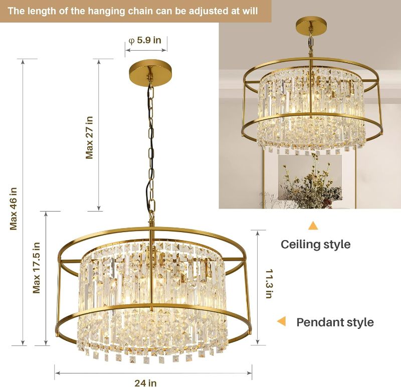 Photo 1 of **READ NOTES BELOW****KINGTORO Gold Chandeliers for Dining Room 5-Light Modern Chandelier Contemporary 24 inch Pendant Light Fixture