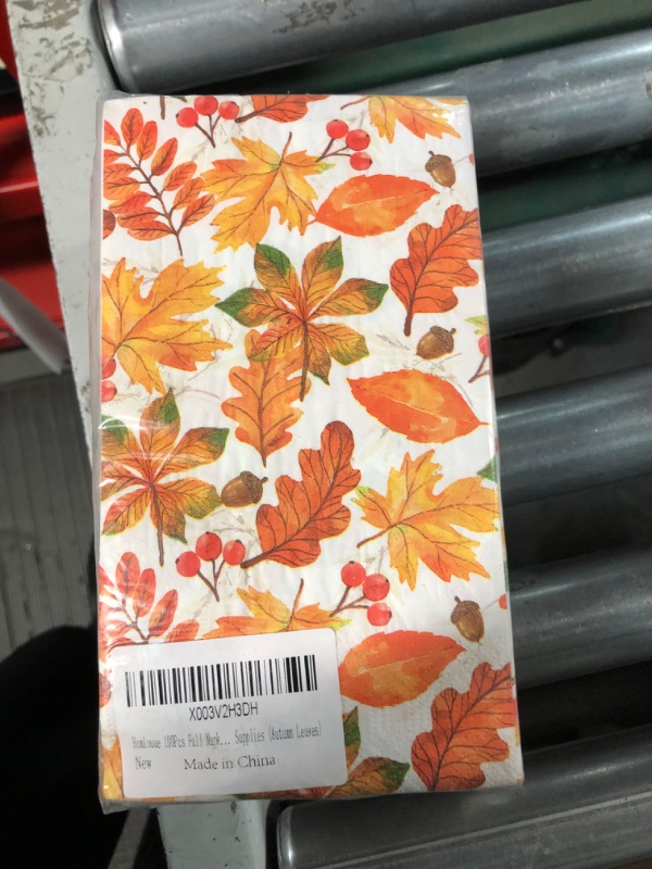 Photo 2 of Homlouue 100Pcs Fall Napkins, 3-Ply Fall Leaves Paper Napkins for Thanksgiving Autumn Harvest Holiday Party