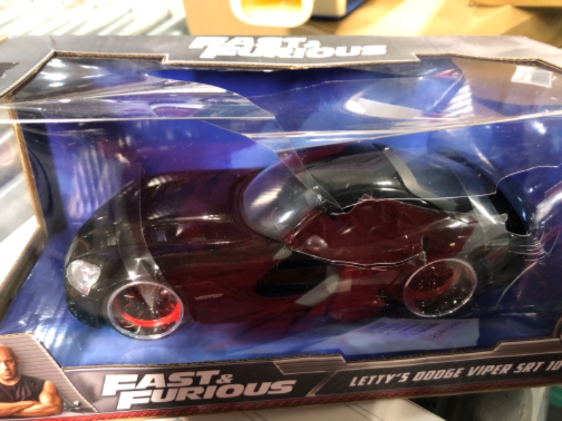 Photo 2 of Fast & Furious 1:24 Letty's Dodge Viper SRT10 Die-Cast Car, Toys for Kids and Adults,Black