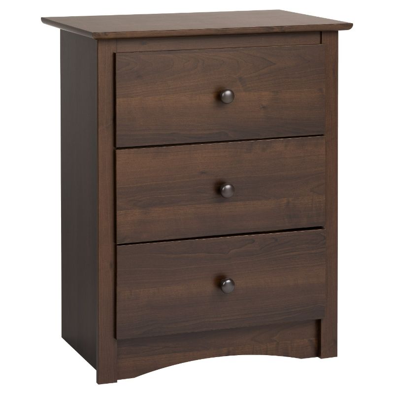 Photo 1 of ***USED - PREVIOUSLY OPENED - LIKELY MISSING PARTS***
Prepac Sonoma Traditional Tall Nightstand Side Table with 3 Drawers, 16" D x 23" W x 29" H, Espresso, EDC-2403