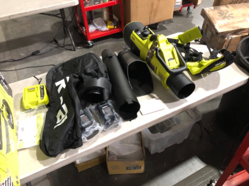 Photo 6 of ***USED - WON'T POWER ON - SEE COMMENTS***
RYOBI 40V HP Brushless 100 MPH 600 CFM Cordless Leaf Blower/Mulcher/Vacuum with (2) 4.0 Ah Batteries and Charger