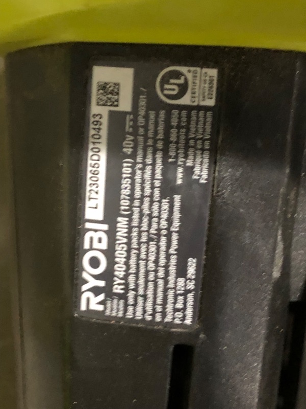 Photo 5 of ***USED AND DIRTY - MISSING LONG ATTACHMENT AND BATTERY - UNABLE TO TEST**
 RYOBI 40-Volt VacAttack Lithium-Ion Cordless Leaf Vacuum Mulcher 