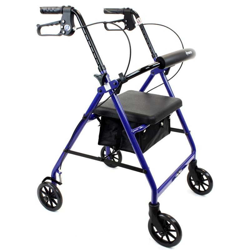 Photo 1 of  6" Wheels, Padded Seat, Backrest, Storage Pouch with a Durable Frame, 300 Lb. Weight Capacity, 1 Rolling Walker, Blue