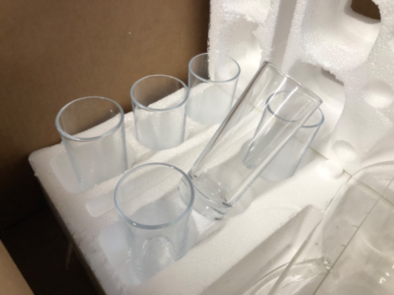 Photo 2 of 7-Pcs Glass Pitcher Set Jug with 6 Glasses Tumbler 