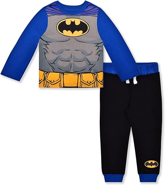 Photo 1 of DC Comics Batman, Superman, Green Lantern or Flash Boys’ Long Sleeve Shirt and Jogger Pant Set for Toddler and Little Kids (grey size 7)
