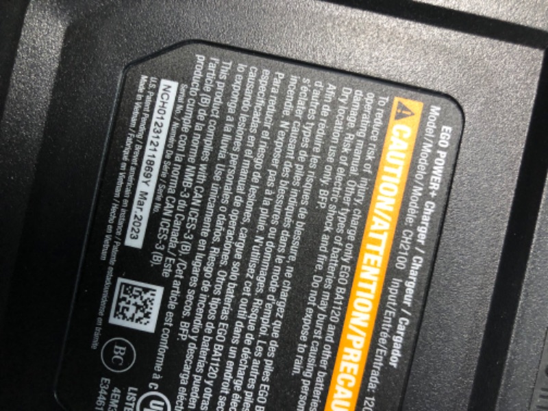 Photo 8 of **SEE NOTES/FOR PARTS**
EGO Power+ LB6151 615 CFM Variable-Speed 56-Volt Lithium-ion Cordless Leaf Blower with 2.5Ah Battery and Charger, black