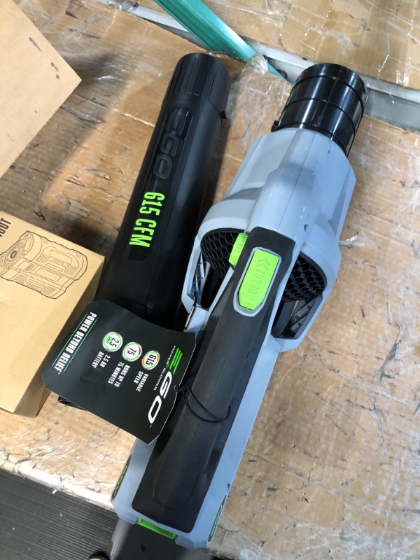 Photo 6 of **SEE NOTES/FOR PARTS**
EGO Power+ LB6151 615 CFM Variable-Speed 56-Volt Lithium-ion Cordless Leaf Blower with 2.5Ah Battery and Charger, black