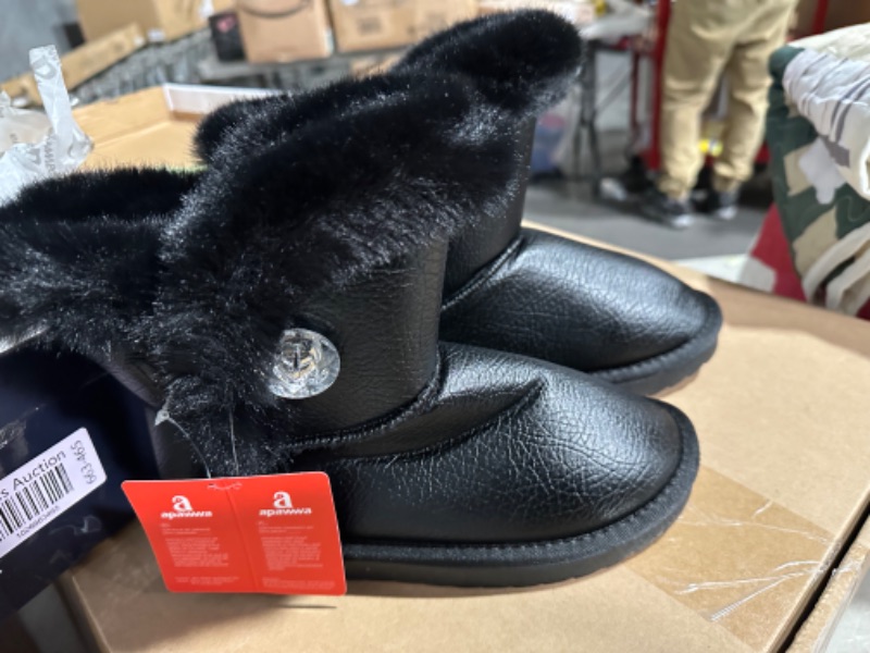 Photo 2 of Apawwa Girls and Boys Boots Fur Lined Slip-On Warm Girls Snow Boots Waterproof Kids Winter Boots Stylish Kids Walking Boots?Size 5.5 Toddler to Size 3 Big Kid?