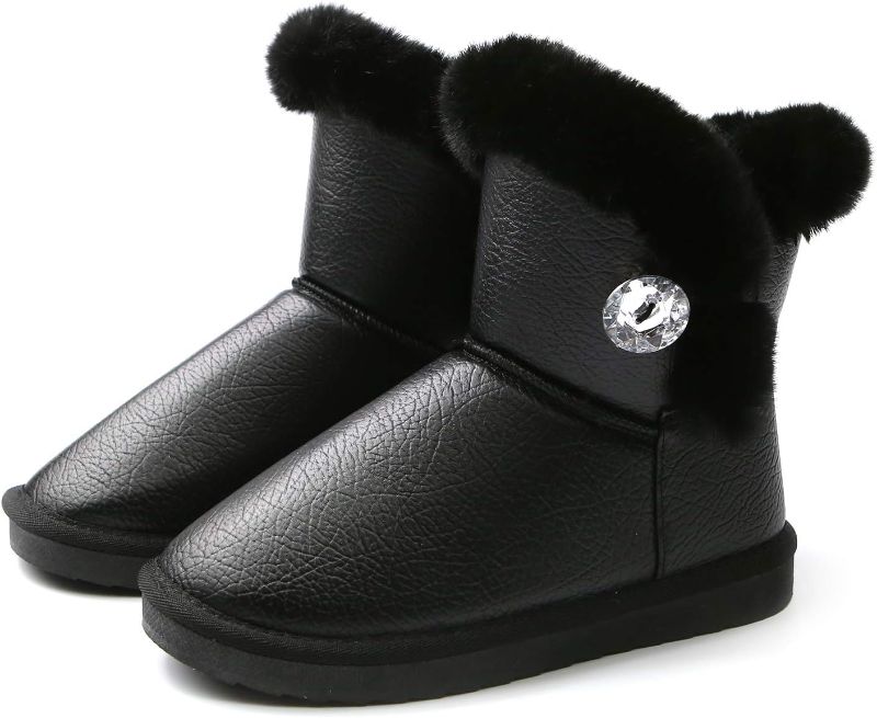 Photo 1 of Apawwa Girls and Boys Boots Fur Lined Slip-On Warm Girls Snow Boots Waterproof Kids Winter Boots Stylish Kids Walking Boots?Size 5.5 Toddler to Size 3 Big Kid?