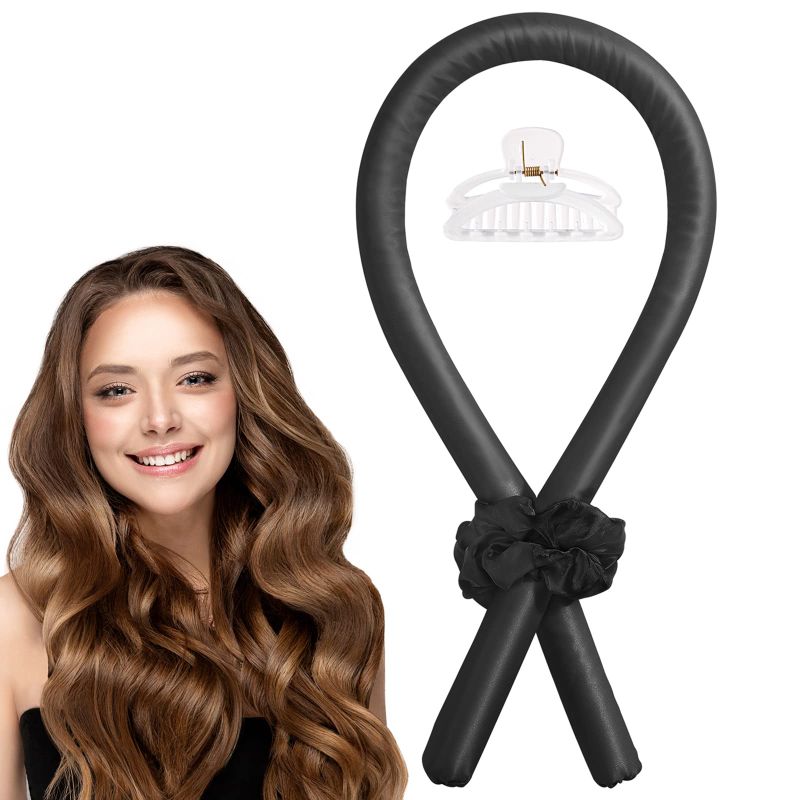 Photo 1 of *Non refundable bundle*
Colorfarm Heatless Hair Curler for Long Hair, Heatless Curling Rod Headband Satin Curling Set Hair Roller, No Heat Hair Wrap Curler Ribbon to Sleep in Overnight with Scrunchies Hair Clips, Hairstyles Styling Tools(Black) Ink black 