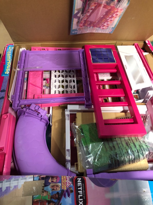 Photo 2 of Barbie DreamHouse Dollhouse with 70+ Accessories, Working Elevator & Slide, Transforming Furniture, Lights & Sounds Wheelchair Accessible Elevator