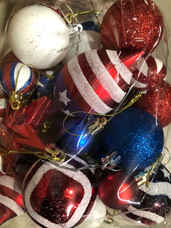 Photo 1 of * see all images * 
KI Store Large Patriotic Ball Ornaments 12pcs American Flag Decorations 