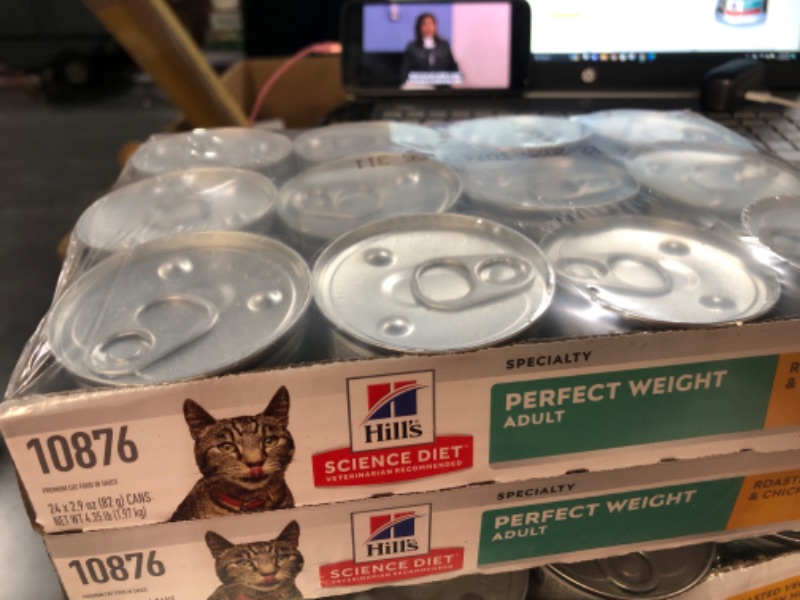 Photo 2 of 12/2025***Hill's Science Diet Canned Wet Cat Food, Adult, Perfect Weight for Weight Management, Roasted Vegetable & Chicken Recipe, 2.9 oz Cans, 24 Pack