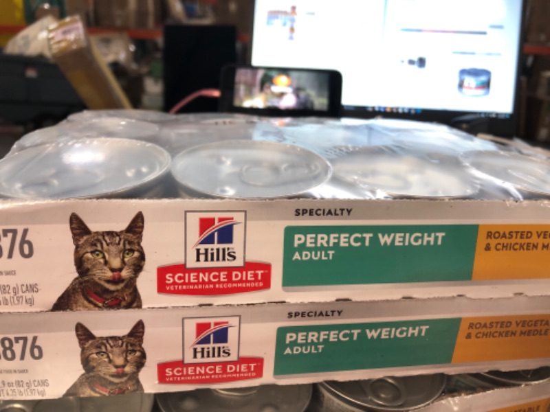 Photo 4 of 12/2025***Hill's Science Diet Canned Wet Cat Food, Adult, Perfect Weight for Weight Management, Roasted Vegetable & Chicken Recipe, 2.9 oz Cans, 24 Pack