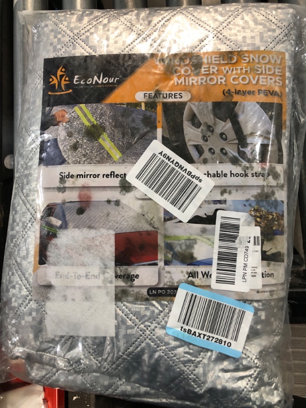 Photo 1 of AstroAI Windshield Cover for Ice and Snow, Car Windshield Snow Cover 4-Layer Protection for Snow, Ice, UV, Frost Wiper & Mirror Protector, Windproof Sunshade Cover for Cars, Compact SUVs Silver