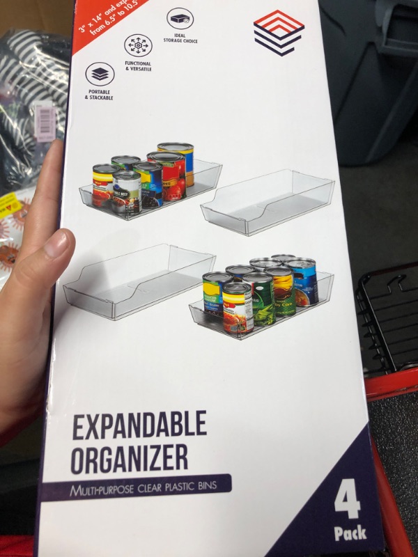 Photo 1 of FORUP Plastic Clear Storage Bins, Expandable Kitchen Pantry Organization, Fridge Organizer, Stackable Food Storage Bin, 2 Pack Without Lid 2