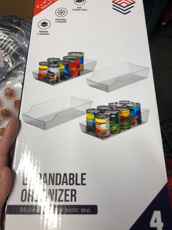 Photo 1 of FORUP Plastic Clear Storage Bins, Expandable Kitchen Pantry Organization, Fridge Organizer, Stackable Food Storage Bin, 2 Pack Without Lid 2