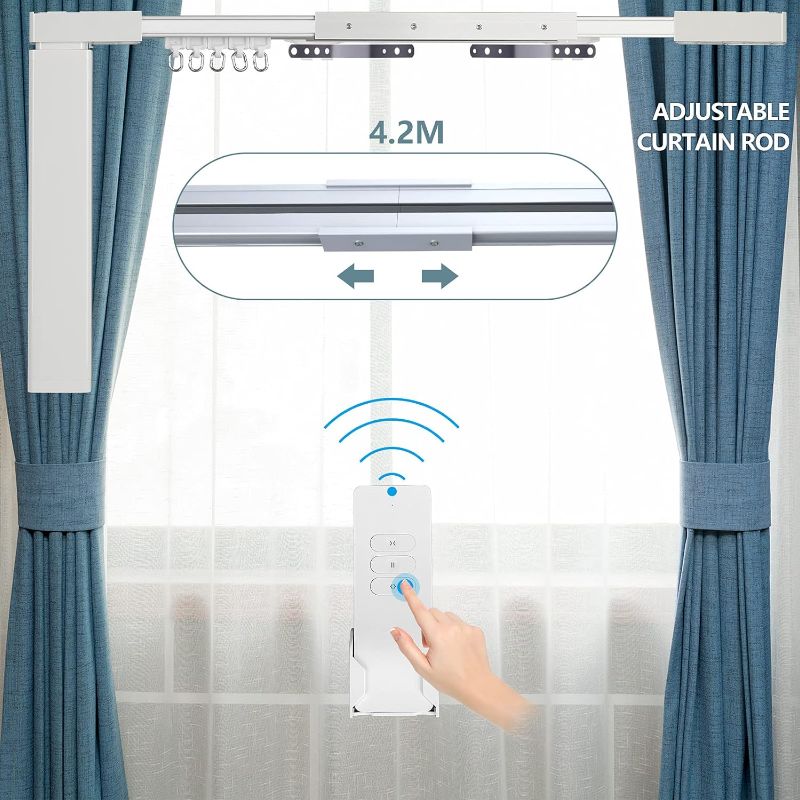 Photo 5 of (READ FULL POST) Electric Curtain Tracks 87"-244" Smart Curtains Motorized Opener Curtains Rod with Remote Control (157'') up to 4.2 m/165 in