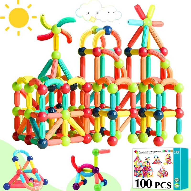 Photo 1 of 
AZEN 100PCS Magnetic Toys Building Blocks, Magnets for Kids 3 4 5 6 Year Old, Toddler Toys 