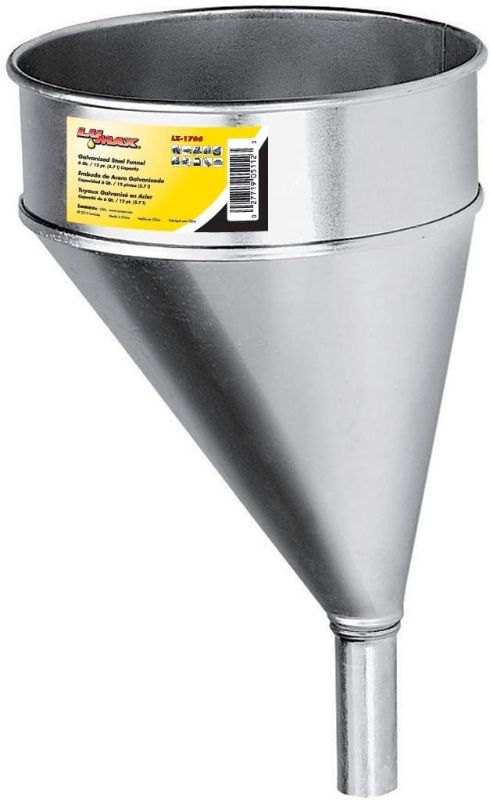 Photo 1 of LUMAX LX-1706 Silver 6 Quart Offset Galvanized Funnel with Screen