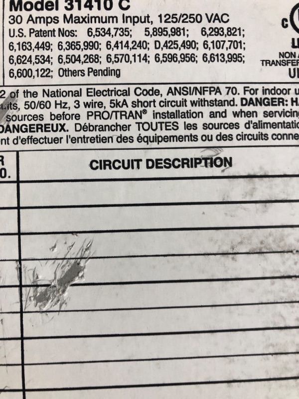 Photo 5 of * item sold for parts * repair *
Reliance Controls 31410CRK Pro/Tran 10-Circuit 30 Amp Generator Transfer Switch Kit