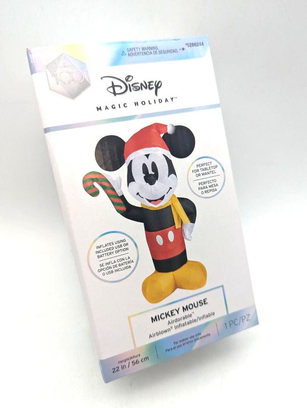 Photo 1 of **STOCK PHOTO REFERENCE ONLY Disney 8.99-ft Lighted Christmas Mickey Mouse Holding Candy Cane Inflatable