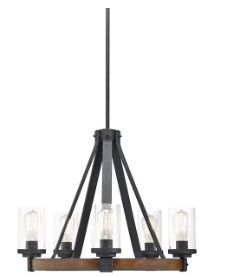Photo 1 of ***NOT FUNCTIONAL - FOR PARTS ONLY - NONREFUNDABLE - SEE COMMENTS***
Kichler Barrington 5-Light Distressed Black and Wood Tone Rustic Dry Rated Chandelier