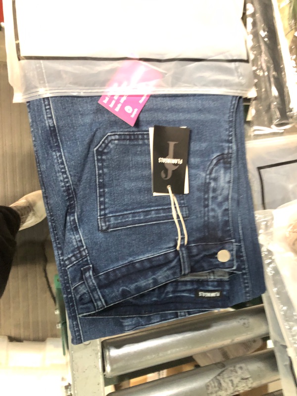 Photo 1 of Flamingals Women's Ripped Straight Leg Jeans Mid Waist Vintage Jeans Vintage Blue Small