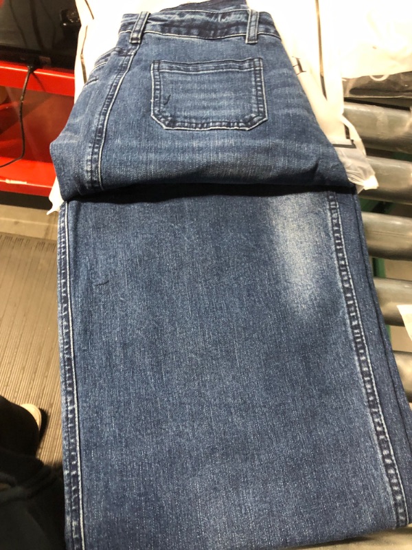 Photo 1 of Flamingals Women's Ripped Straight Leg Jeans Mid Waist Vintage Jeans Vintage Blue Small