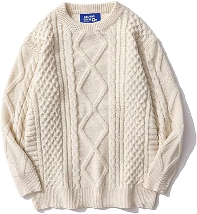 Photo 1 of Aelfric Eden Cable Knit Sweater Women Vintage Chunky Cream Sweater Men Woven 